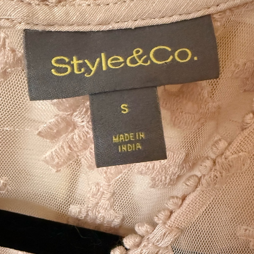 Style & Co. Dusty Pink Sleeveless Lace Top Linen Size S - Picture 4 of 8